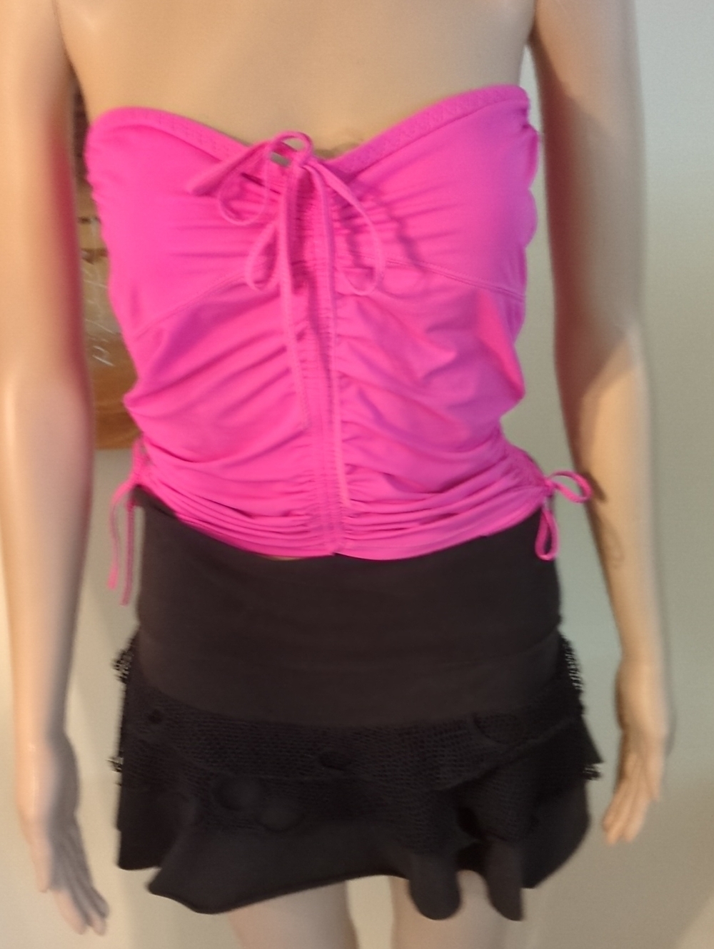 Ralph Lauren Hot Pink Strapless Ruched Camisole, Size S.